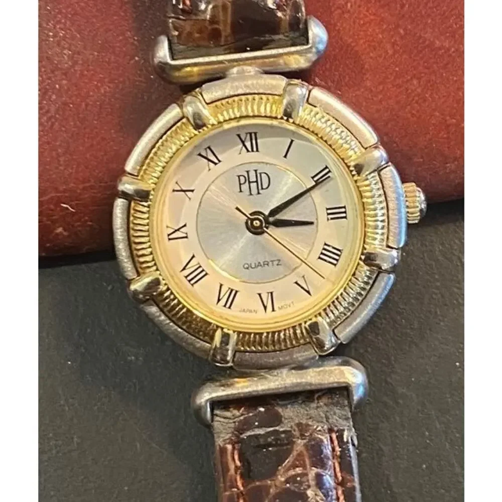 VTG women's PDH Watch, Two Tone with Leather Band